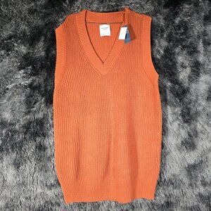 Abercrombie & Fitch Womens Sweater Vest XL Burnt Orange V Neck Knit NWT